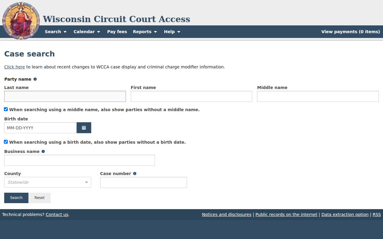 Washburn County docket simple WCCA search