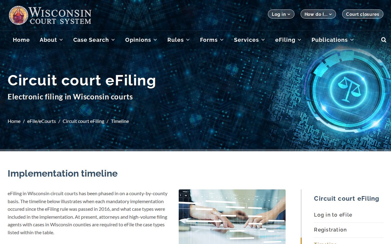 Washburn County criminal court docket eFiling timeline