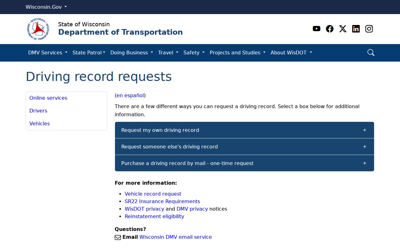 Washburn County civil court docket and separate WisDOT record channel